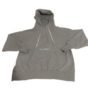 Peloton Hoodie Sweatshirt Unisex Adults S Gray 1/4 Zip Long Sleeve Pullover Logo
